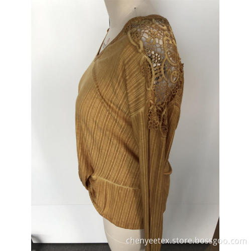V-neck long sleeve stitched back and forth
